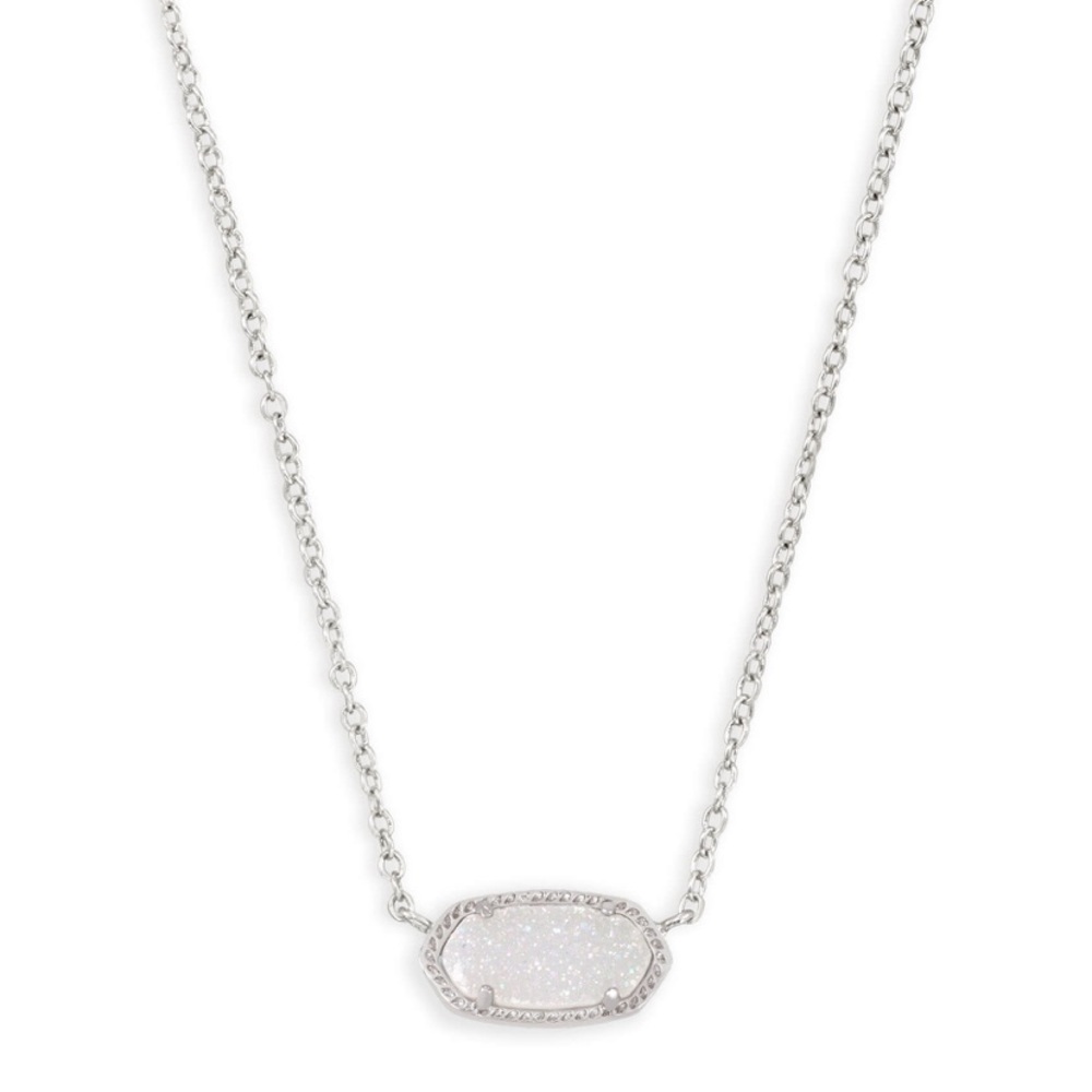 Elisa Silver Pendant Necklace in Iridescent Drusy